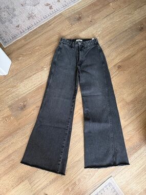 Studio Washed Black Wide-Leg Flare Jeans